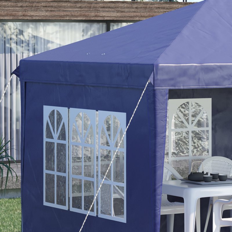 Outsunny 3 x 6m Garden Pop Up Gazebo, Height Adjustable Marquee Party Tent with Sidewalls, Storage Bag, Blue