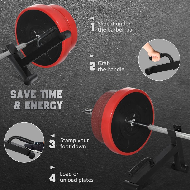 SPORTNOW Barbell Jack, Deadlift Jack with Non-Slip Handle and Plastic Padding, Easy Loading and Unloading 200kg Barbell Plates, for Home Gym, Deadlifting Weight Training