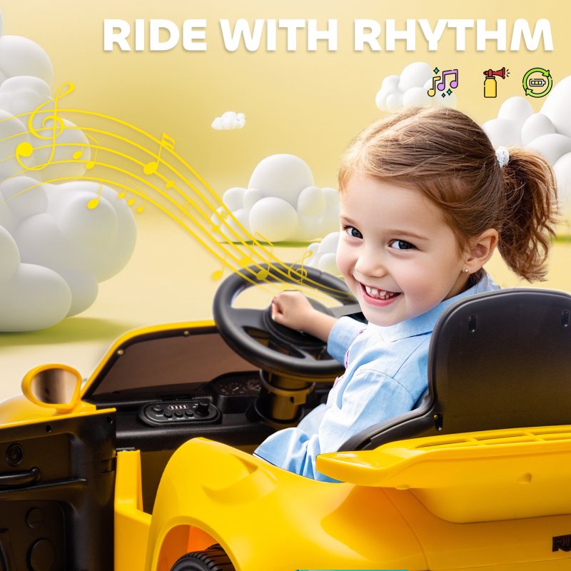 AIYAPLAY Licensed RUF CTR 2017 Electric Car for Kids, Ride On Car 12V Battery Powered Kids Electric Vehicle with Remote Control, Soft Start, MP3 Player, LED Lights, Horn, Yellow
