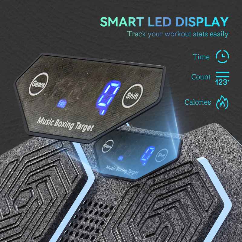 SPORTNOW Music Boxing Machine, Smart Bluetooth Boxing Machine Wall Mounted with 9 Speeds & Modes, LED Lights, Punching Pad for Adults, Black