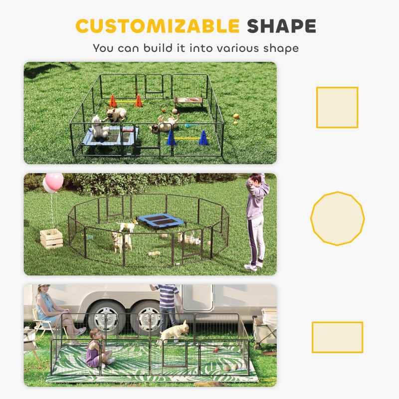 PawHut Dog Pen 12 Panels Puppy Pen Heavy Duty Pet Playpen for Indoor Outdoor for Dogs, Rabbits, Ducks 60cm High