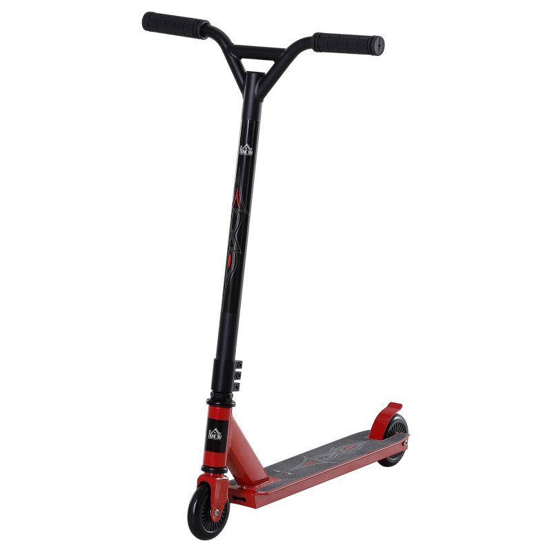 HOMCOM Street Stunt Scooter Intermediate and Beginner Freestyle Tricks Scooters For 14+ Teens Adult w/ Rear 10cm Wheel & Brake - Red