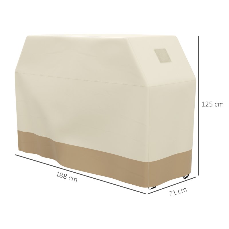 Outsunny BBQ Cover for Rectangular Gas Grill, 300D Oxford Fabric Barbecue Covers, Waterproof UV Protection Rip-Proof, with Windproof Buckles, Beige, 188 x 71 x 125cm