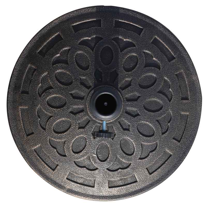 Outsunny 14 kg Round Garden Parasol Base Holder Decorative Resin Umbrella Stand with Adjustable Coupler for Outdoor Patio Market, Bronze Tone