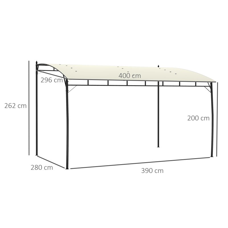 Outsunny 3 x 4m Pergola, Lean to Garden Gazebo with UV-Resistant Canopy and Metal Frame, Outdoor Sun Shade Shelter for Porch, Patio, Deck, Cream White