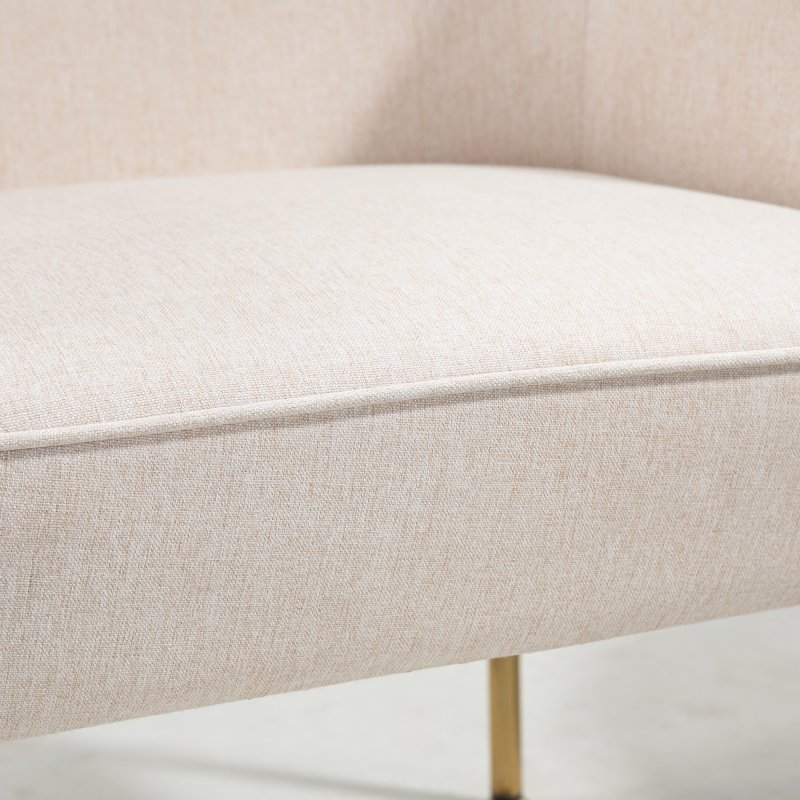 HOMCOM Accent Chair, Living Room Armchair, Vanity Chair with Gold Plating Metal Legs and Soft Padded Seat for Bedroom and Cafe, Cream