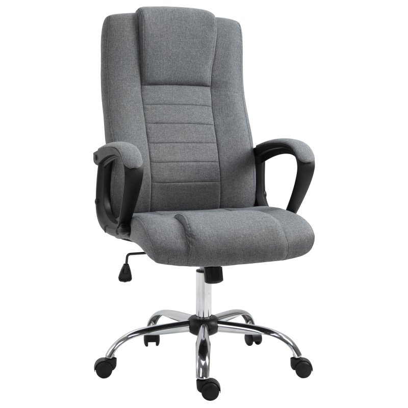 Vinsetto Office Chair, Linen-Feel Fabric Swivel Computer Desk Chair with Adjustable Height and Tilt Function for Home Study Bedroom, Dark Grey
