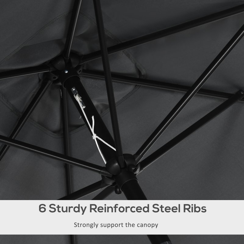 Outsunny 3x2m Patio Parasol Garden Umbrellas Canopy with Aluminium Tilt Crank Rectangular Sun Shade Steel, Black