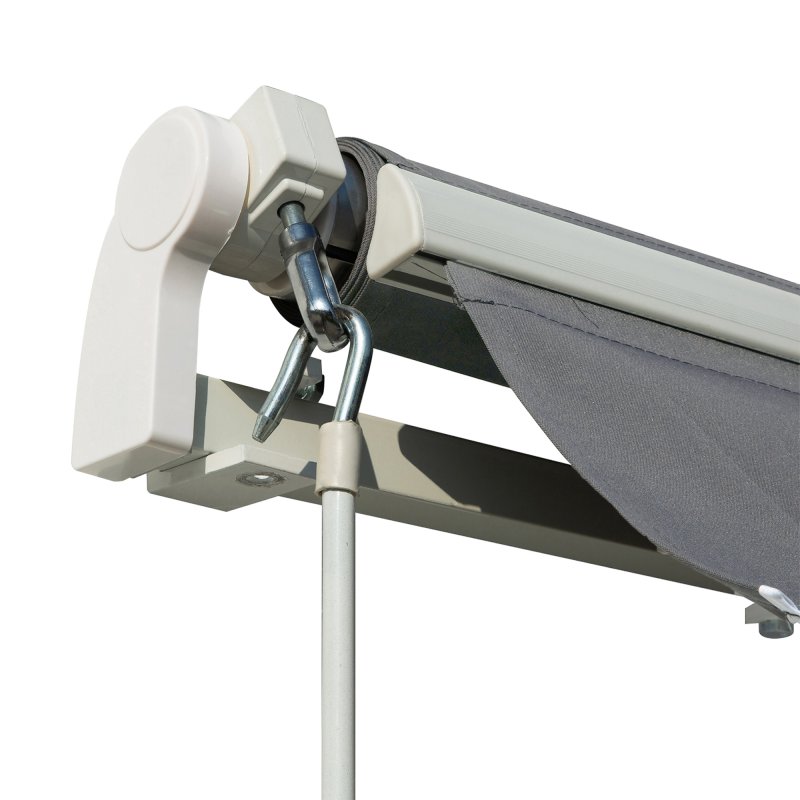 Outsunny 4x2.5m Retractable Manual Awning Window Door Sun Shade Canopy with Fittings and Crank Handle