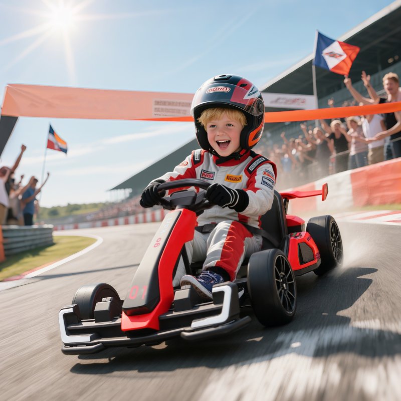 HOMCOM 24V Electric Go Kart for Kids, Ride On Racing Kart with Adjustable Seat, Battery Powered Drifting Ride On Car with Music, Light, Slow Start, Button Start, Horn, for 6-12 Years, Red