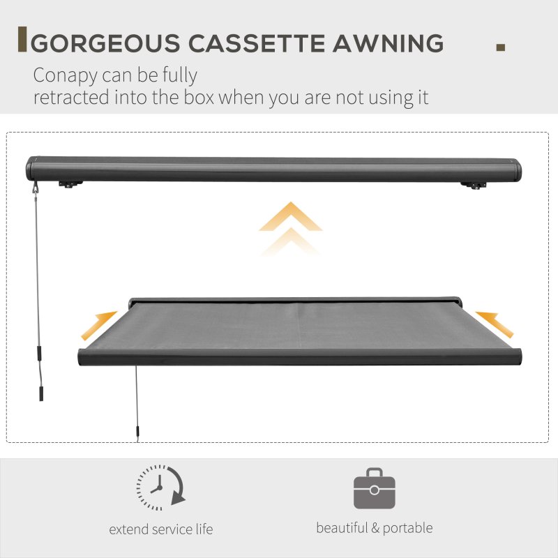 Outsunny 3.5 x 3 m Electric Awning with Remote Controller, Aluminium Frame DIY Retractable Awning, UV50+ Sun Shade Canopy for Garden Patio Deck Door Window, Grey