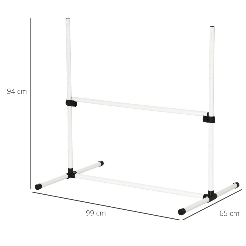 PawHut Dog Agility Equipment Training Height Adjustable Jumps Hurdle 4 Pieces with Carrying Bag for Outdoor, White