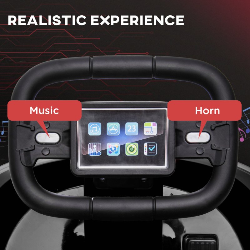 HOMCOM Kids Bumper Car 360° Rotation Spin Waltzer Car 6V Electric Ride On Car with Bumper Protector, 2 Speeds, Music, Lights for 18-48 Months - Black