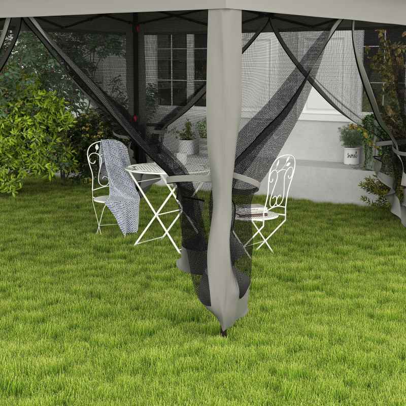 Outsunny 3 x 3(m) Pop Up Gazebo, Double-roof Garden Tent with Netting and Carry Bag, Party Event Shelter for Outdoor Patio, Dark Grey