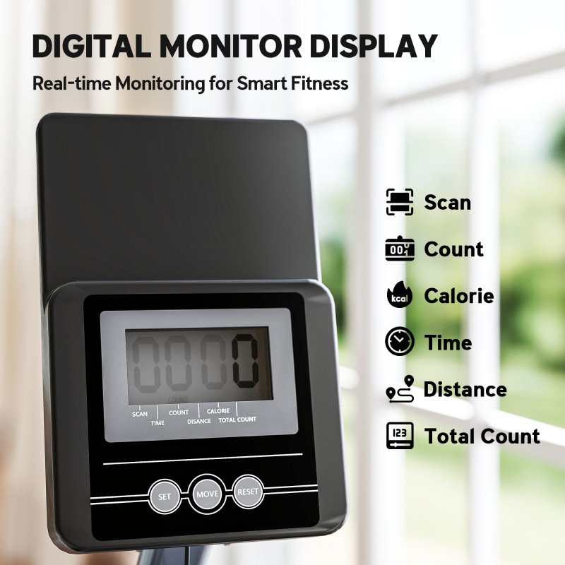 SPORTNOW Water Rowing Machine, Rowing Machines for Home Gym with Adjustable Resistance, Wheels, LCD Monitor, Elevated Tablet Holder, Vertical Storage, for Cardio Training