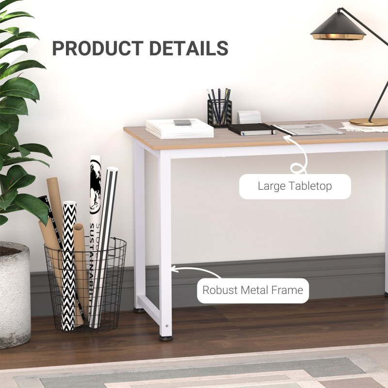 HOMCOM Computer Desk, Writing Table,Workstation for Home Office, Study with Metal Frame, Simple Assembly