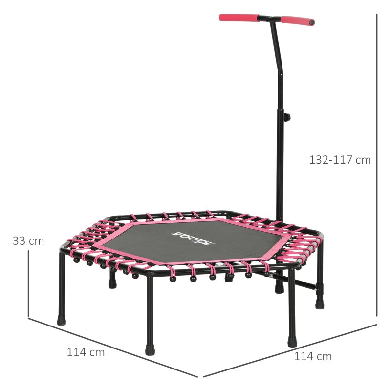 SPORTNOW 45" Fitness Trampoline with Adjustable Handle, Mini Trampoline for Adults with LED Lights, Bungee Rebounder for Indoor Exercise Workout, Max Load 220lbs