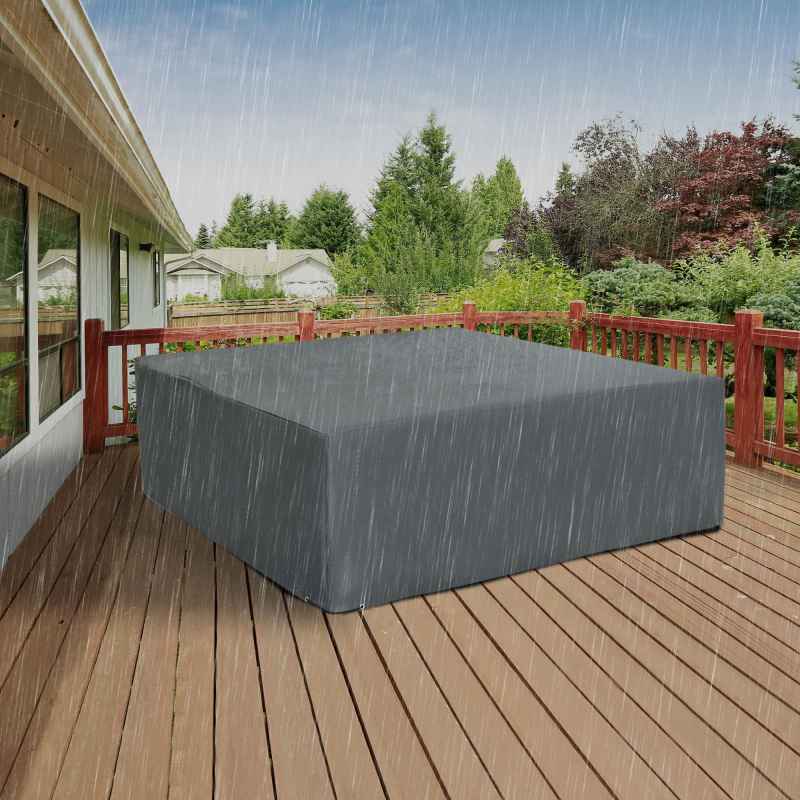 Outsunny 600D Oxford Outdoor Garden Furniture Sofa Set Cover, Waterproof Anti-UV Rattan Sun Lounger Protection Protector Cover, 205L x 192W x 61Hcm, Grey