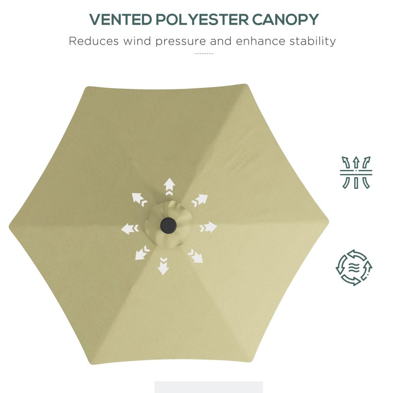 Outsunny 3(m) Cantilever Parasol with Solar LED and Easy Lever, Garden Parasol Umbrella with Cross Base and Waterproof Cover, Outdoor Sun Shades, Beige