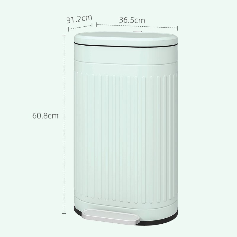 HOMCOM 30 Litre Pedal Bin, Fingerprint Proof Kitchen Bin with Soft-close Lid, Metal Rubbish Bin with Foot Pedal and Removable Inner Bucket