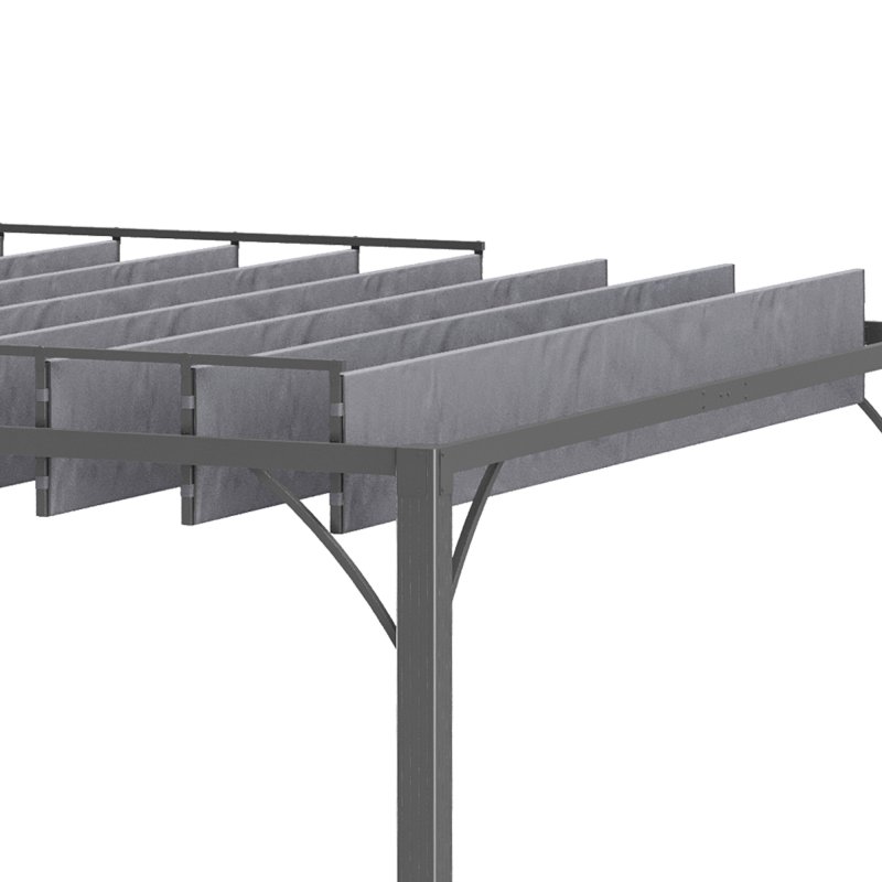 Outsunny 3 x 3(m) Outdoor Louvered Pergola with Adjustable Roof, AluminIum Patio Gazebo Canopy with Ground Stakes for Patio, Lawn, Garden, Grey