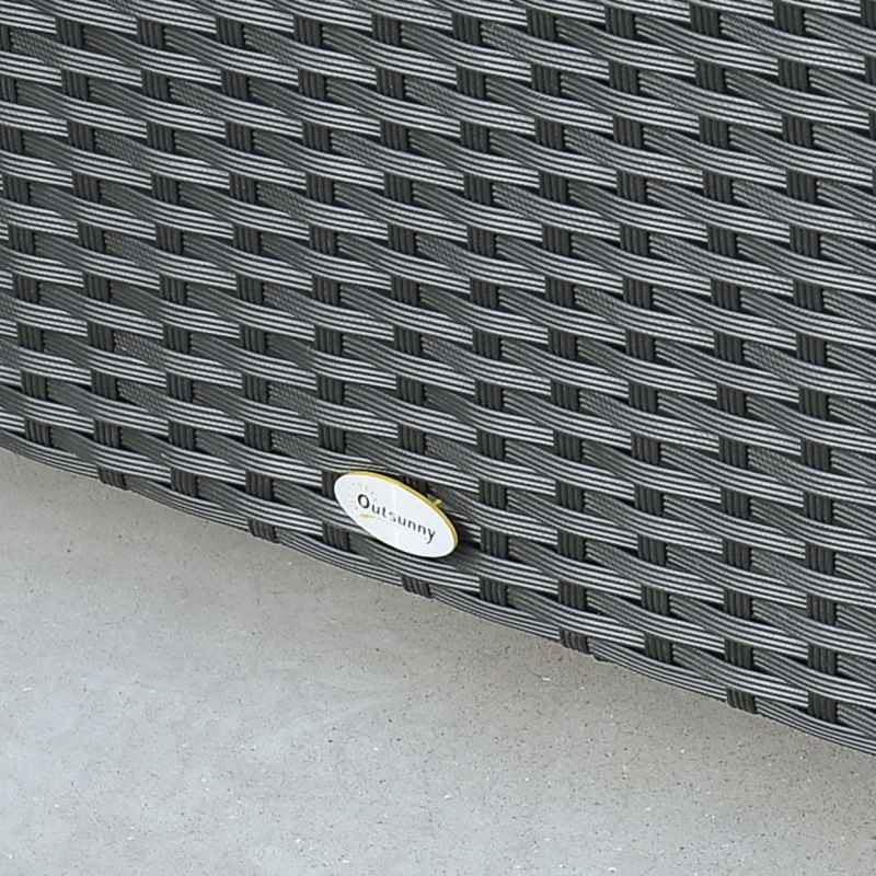 Outsunny PE Rattan Coffee Table, Rectangular Outdoor Coffee Table with Tempered Glass Top, 70 KG Capacity for Garden, Balcony, Terrace, Patio, Black