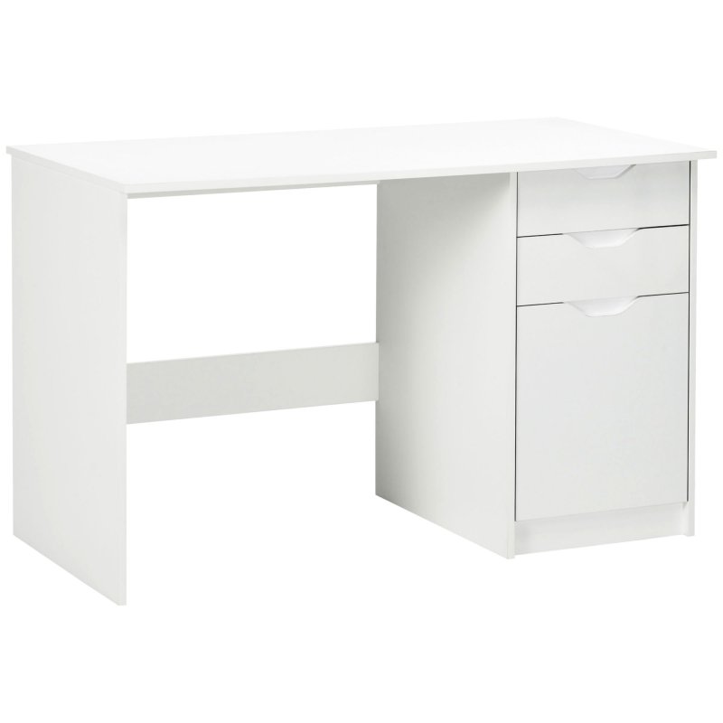 HOMCOM Computer Desk with Drawers, High Gloss Home Office Desk with Storage Cabinet, Study Workstation, 120 x 60cm
