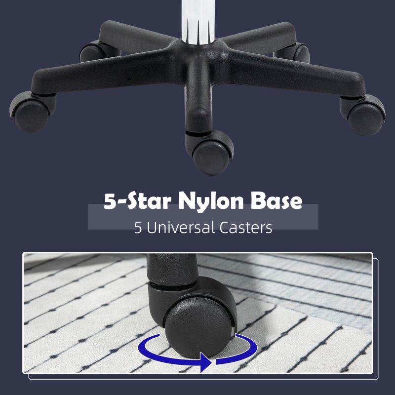 HOMCOM Beautician's Swivel Salon Chair w/ Padded Seat Back 5 Wheels Adjustable Height Salon Hairdressers Tattoo Spa Rolling Cushion Professional Black