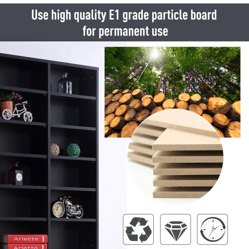 HOMCOM 1116 CD/ 528 DVD Storage Shelf Rack Media Storage Unit Shelves Racks Wooden Display Unit with 10 Adjustable Shelves