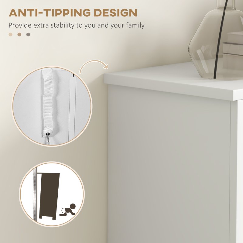 HOMCOM Modern Shoe Cabinet with 2 Flip Drawers and Adjustable Shelves, Narrow Shoe Storage Cabinet with Open Compartment, Holds 10 Pairs for Entryway, Hallway, White