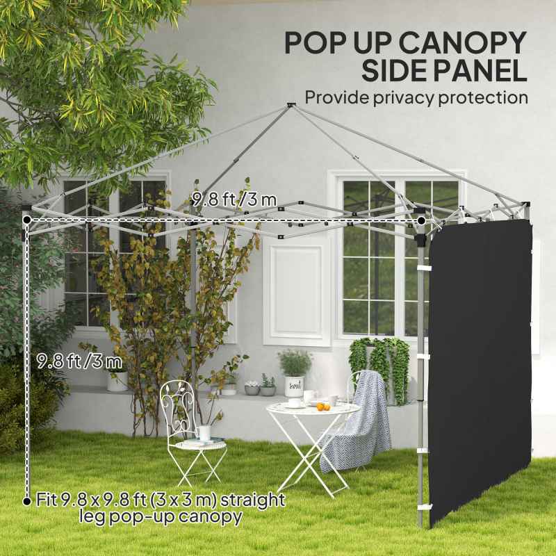 Outsunny Gazebo Side Panel, Canopy Sidewall Panel with 4 Mesh Bags and 2 Storage Pockets for 3 x 3 m Straight Leg Pop Up Gazebos, 1 Pack Sidewall Only, Black