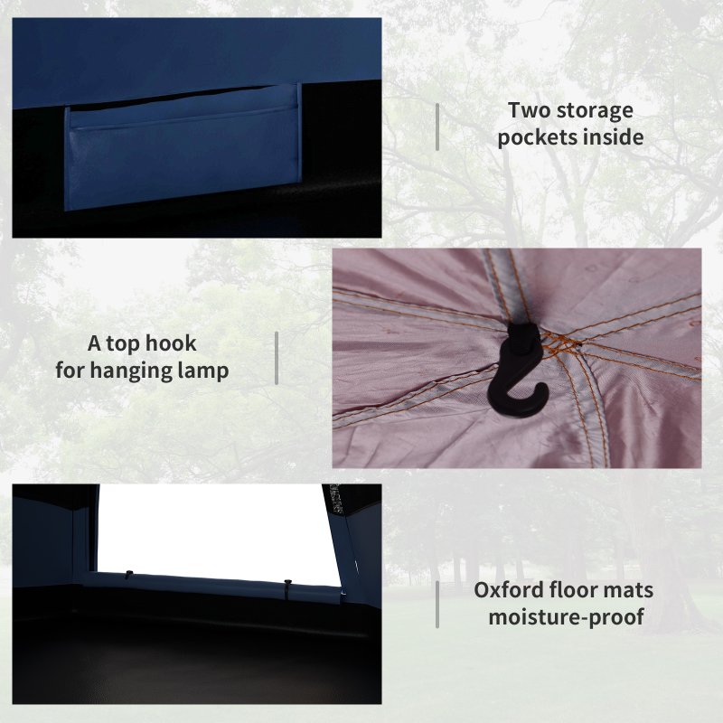 Outsunny Double Layer Instant Pop Up Tent with Rainfly, Hexagon 4 Man Dome Tent, Portable Camping Shelter with Sewn-in Groundsheet and Carry Bag, for Festival Backpacking Road Trips, Blue