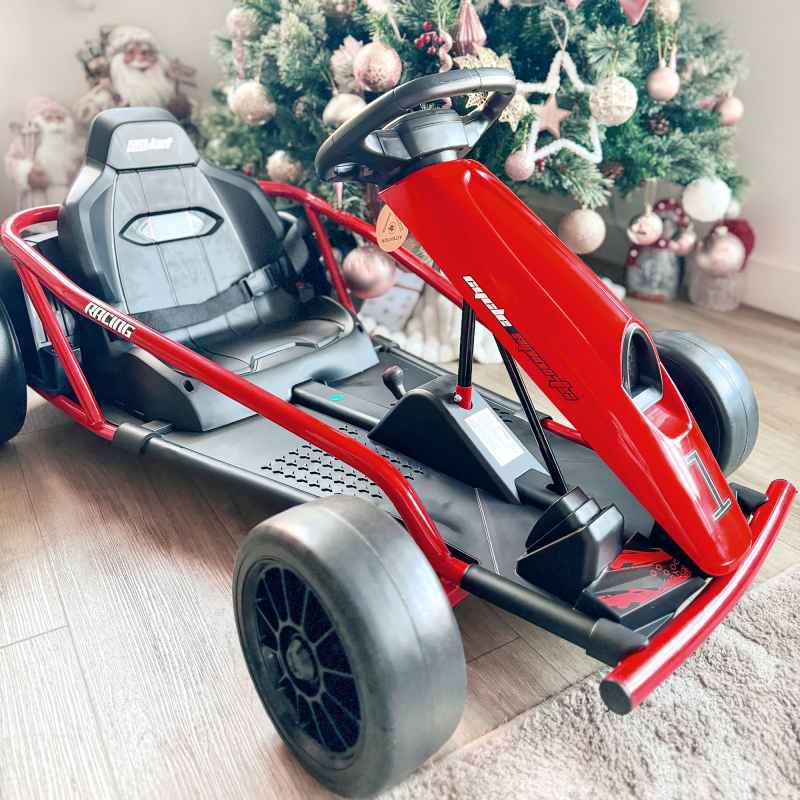 HOMCOM 24V Electric Go Kart for Kids, Drifting Ride-On Racing Go Kart with Slow Start, Music, Horn Honking and Safety Belt, for 8-12 Years Old, Red