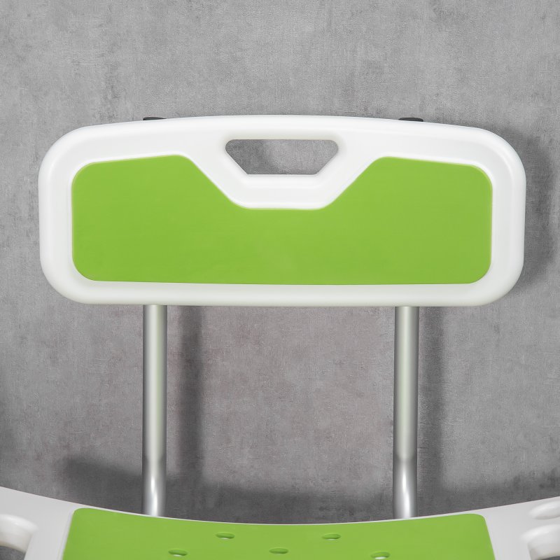 HOMCOM Shower Chair for the Elderly and Disabled, 6-Level Height Adjustable Shower Stool with Backrest, Curved Seat, Anti-slip Foot Pads and Shower Head Holder