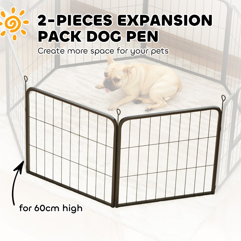 PawHut Dog Pen, 2 Panel Puppy Pen, Portable, Detachable, For Small Dogs, 60cm Tall, Black