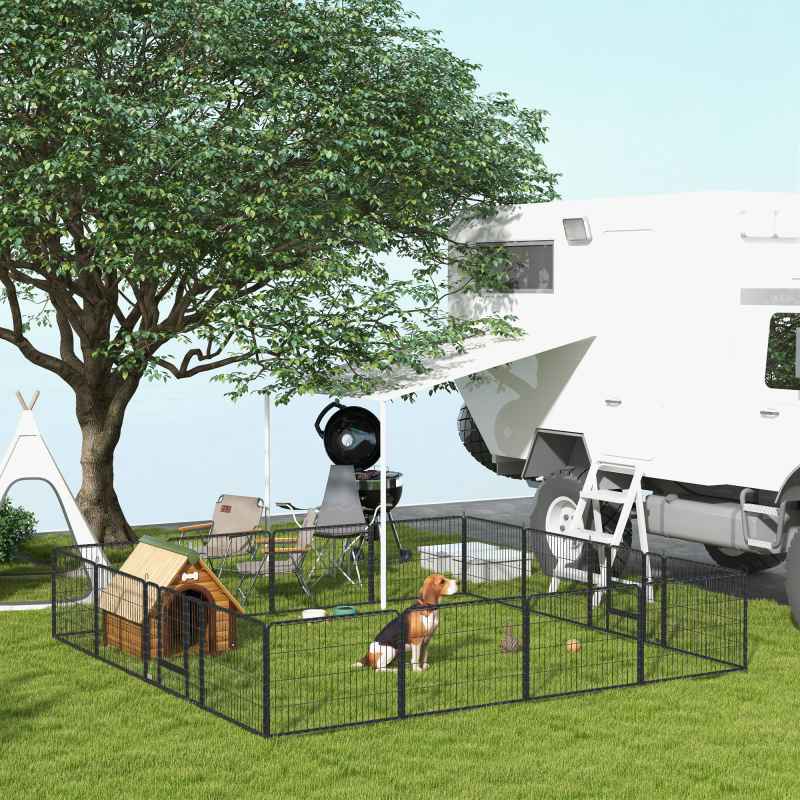 PawHut Dog Pen 16 Panels Puppy Pen Heavy Duty Pet Playpen for Indoor Outdoor for Dogs, Rabbits, Ducks 60cm High