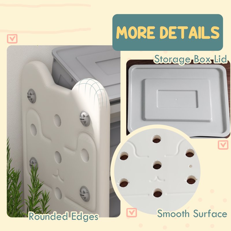 AIYAPLAY Kids Toy Storage Units, 3 Tier Toys Storage Organiser with 6 Storage Boxes, for Bedroom, Playroom, Nursery, 76 x 37 x 60cm, Grey