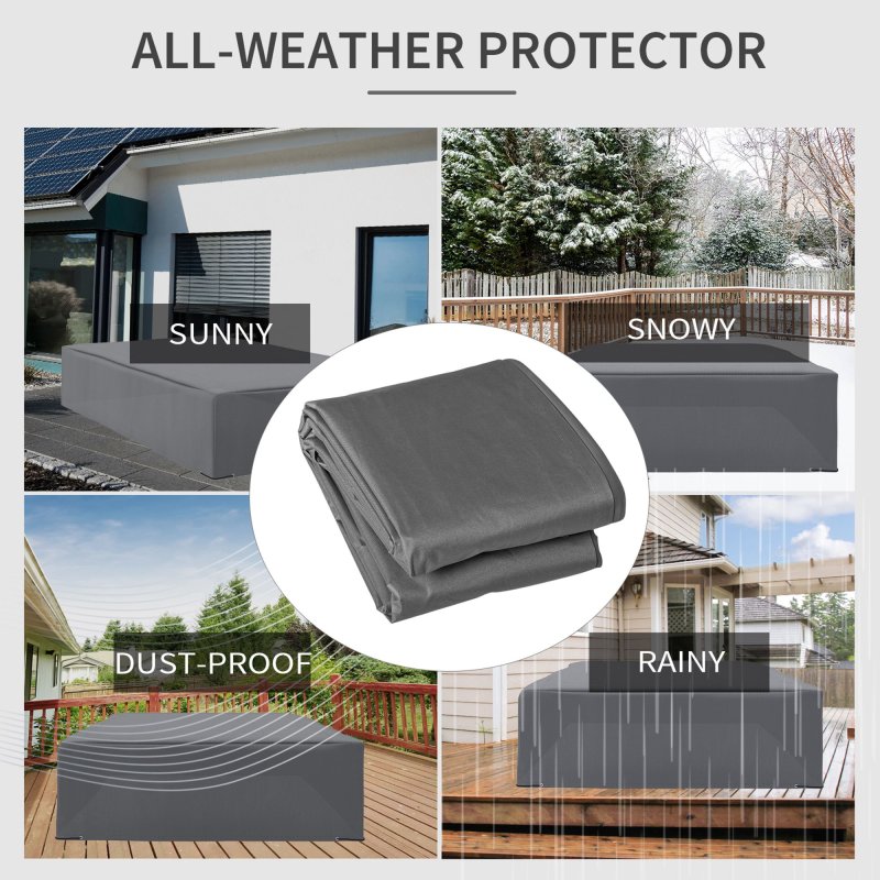 Outsunny 600D Oxford Outdoor Garden Furniture Sofa Set Cover, Waterproof Anti-UV Rattan Sun Lounger Protection Protector Cover, 225L x 210W x 70Hcm, Grey