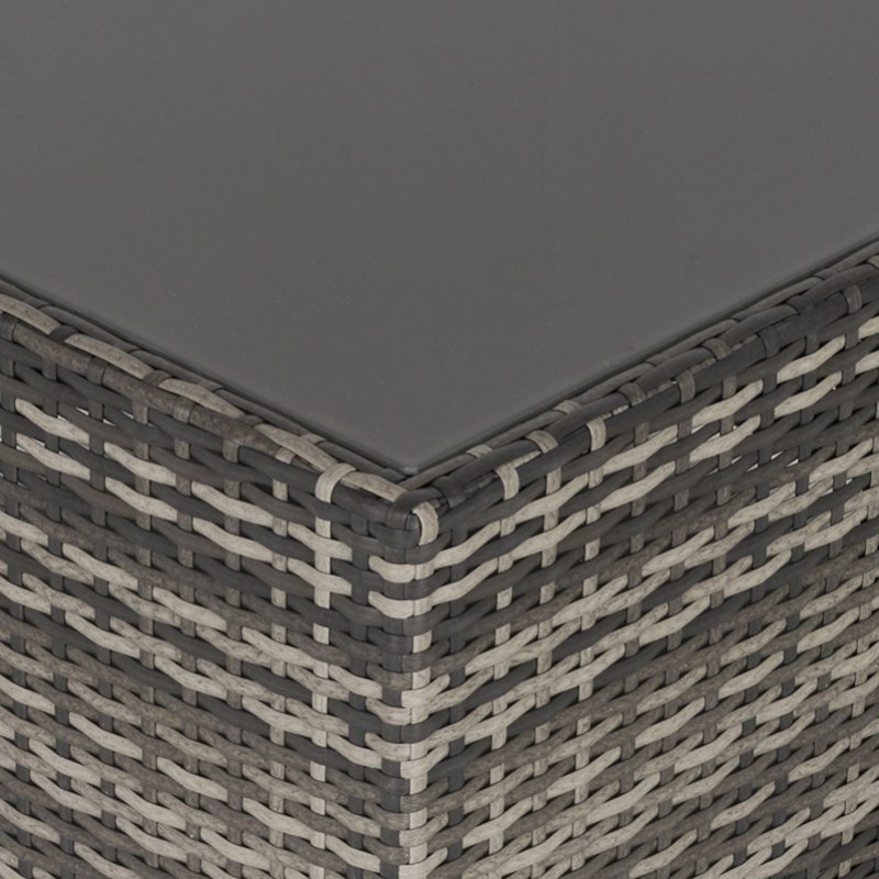 Outsunny Rattan Garden Coffee Table, 65 cm Square Garden Rattan Table with Tempered Glass Top, All-Weather Wicker Bistro Outdoor Furniture for Patio, Balcony, Porch, Deep Grey