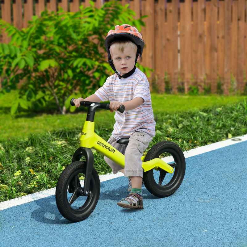 AIYAPLAY 12" Balance Bike with Adjustable Seat and Handlebar Training Bike with PU Wheels for Kids and Toddlers 2.5 to 5 Years Green