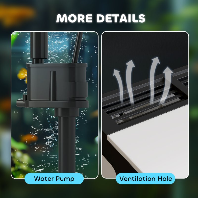 PawHut Aquarium, 28L Glass Fish Tank with Filter, LED Lighting, Water Pump, for Bettas, Guppies, Mini Parrot Fishes, Shrimp, Goldfish, 38 x 26 x 39.5cm