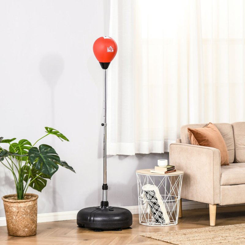 HOMCOM Punching Bag with Stand, Freestanding Boxing Bag Set, with Speedball, 132-158cm Adjustable Height, for Teens, Red/Black
