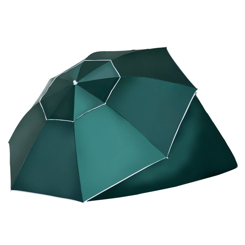 Outsunny 2m UV Protection Fishing Beach Umbrella Brolly Shelter w/ Side Panel Tent Green