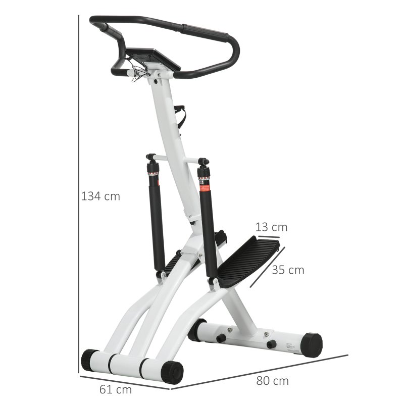 SPORTNOW Foldable Stepper Machine with 12-Level Hydraulic Resistance, Step Machine Exerciser with LCD Monitor and Drink Holder, for Home Fitness Workout, White and Black