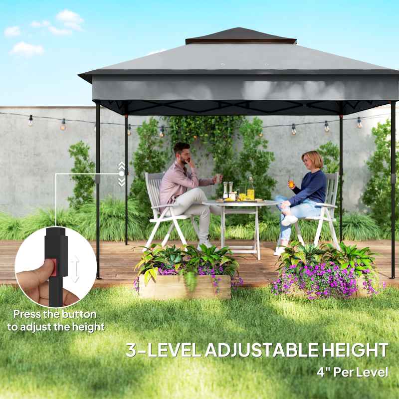 Outsunny 3 x 3(m) Pop Up Gazebo with Netting and Carrying Bag, Party Tent Instant Event Shelter, Height Adjustable and UV-Resistant, for Garden, Patio, Grey
