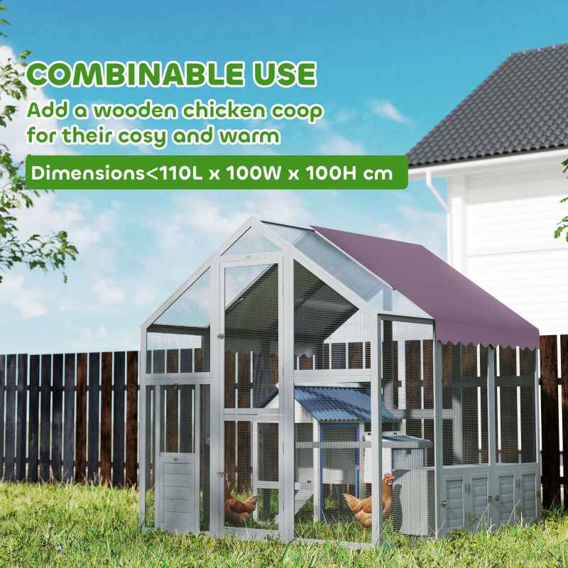 PawHut Chicken Run, Large Wooden Walk In Chicken Coop with Waterproof Cover, Split Door, 2 Nesting Boxes, 2 Roosting Bars, Poultry Hen Cage for 6-8 Chickens, Ducks, Geese, Rabbits, 1.7 x 1.8 x 1.8 m