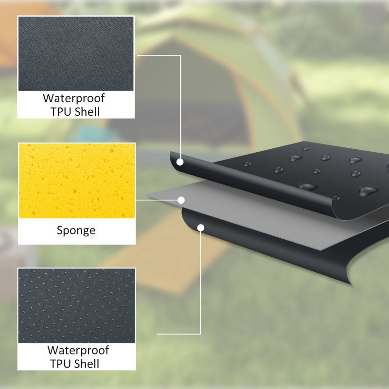 Outsunny Self-Inflating Camping Mat Sleeping Pad, 5cm Thick Single Air Mattress with Carry Bag for Hiking, Camping, Travel, 200 x 65cm, Grey