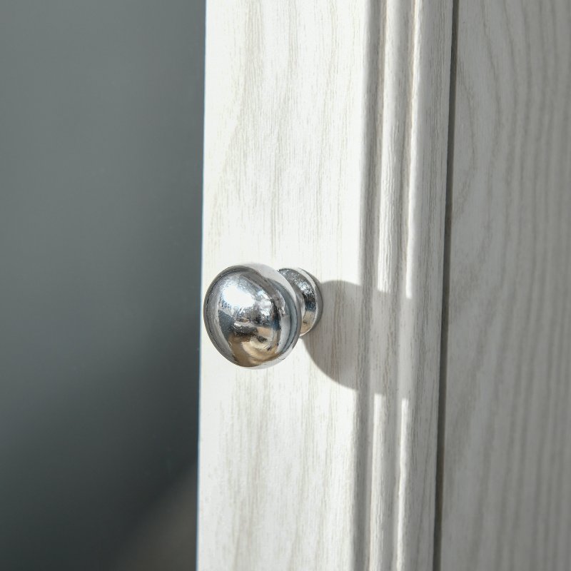 HOMCOM 360° Swivel Jewellery Cabinet with Full Length Mirror, Lockable Jewellery Organiser with Built-in Makeup Mirror and Storage Shelves for Bedroom, White