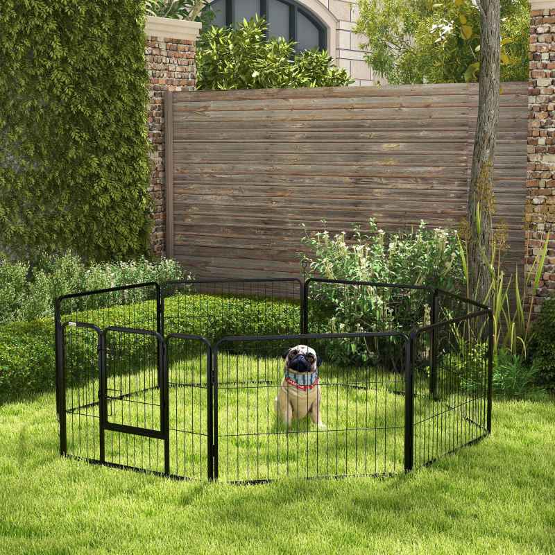 PawHut Dog Pen 8 Panels Puppy Pen Heavy Duty Pet Playpen for Indoor Outdoor for Dogs, Rabbits, Ducks 60cm High
