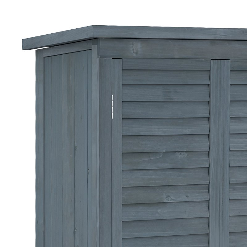 Outsunny Small Shed, Wooden Garden Storage Shed, 3 Shelves Outdoor Tool Shed Cabinet with Asphalt Roof and Shutter Doors, 87cm x 47cm x 160cm, Grey